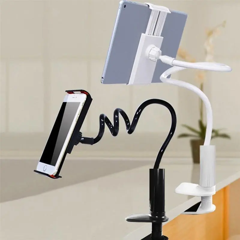 Adjustable Long Arm Bed Clip Tablet Phone Holder, Compatible with 4.7-7 Inch Smartphones & Tablets
