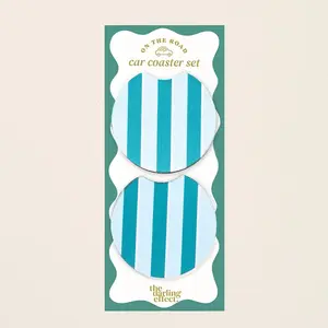 Sicily Stripes Teal Car Coasters