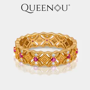 【945】Promotional Event Palace Style Cloud Brocade Openwork Cubic Zirconia Ring for Women