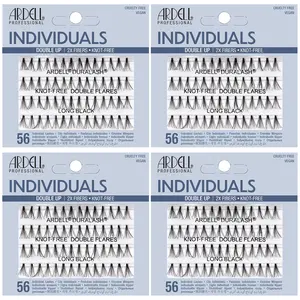 Ardell False Eyelashes Double Up Individuals, Knot-Free Long Black, 4 Pack
