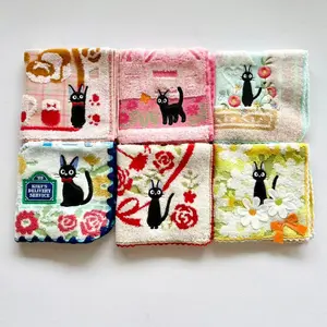 6PCS Pack 10"x10" Cotton Luxury Cat Kitty Towels for Kitchen Bathroom Home Decor Girl Room Accessories Gift for Her