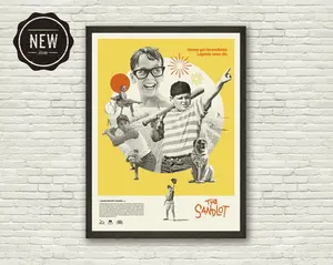[No frame] THE SANDLOT Inspired Poster, Art Print, Mid-century Modern, Baseball, Summer, California, Los Angeles