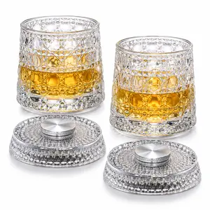 Spinning Whiskey Glasses Luxury 360° Spinning Crystal Glass – Stress Relief Whiskey & Wine Glass Elegant European Barware Gift Rotating Glass Cup Spinning Glass Cup