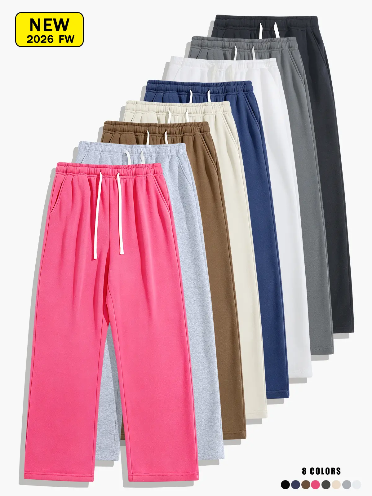 Men’s outdoor casual athletic long pants for spring and autumn, loose straight fit, knit versatile sweatpants
