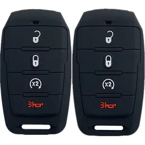 Silicone Keyless Entry Remote Control Key Fob Cover Case protector Replacement Fit For 2019-2020 RAM 1500(4-Button)2 black