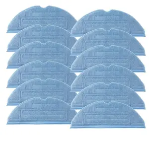 Xiaomi Roborock S7, S70, S75, S7 Max, MaxV, T7s Plus 12pcs Blue Mop Cloths - Durable Fabric Vacuum Cleaner Accessories with Secure Straps