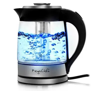 MegaChef 1.8Lt. Glass Body and Stainless Steel Electric Tea Kettle with Tea Infuser MegaChef 1.8Lt. Glass Body and Stainless Steel Electric Tea Kettle with Tea Infuser