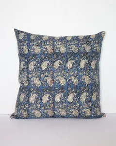 Kantha Block Print Pillow Cover - Indigo 20 x 20