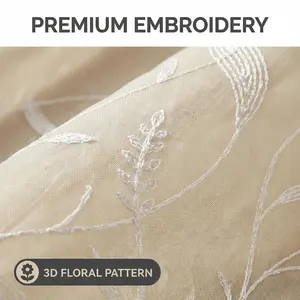 Window Wear 4 Panels 52x95inch Multi-layered sheer fabric embroidered curtains, with vine-shaped patterns, top featuring a rod attachment style. Lightweight, soft texture and good light Suitable for use in kitchens, bedrooms and living rooms L66