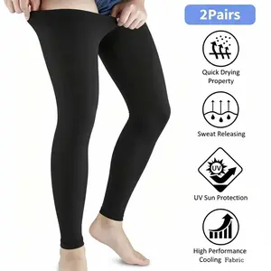 2 Pairs Calf Compression Sleeves,UV Protection,Quick Drying,Non-Slip Design,Breathable Cooling Fabric,Muscle Recovery,for Running,Gym Fitness and Sports