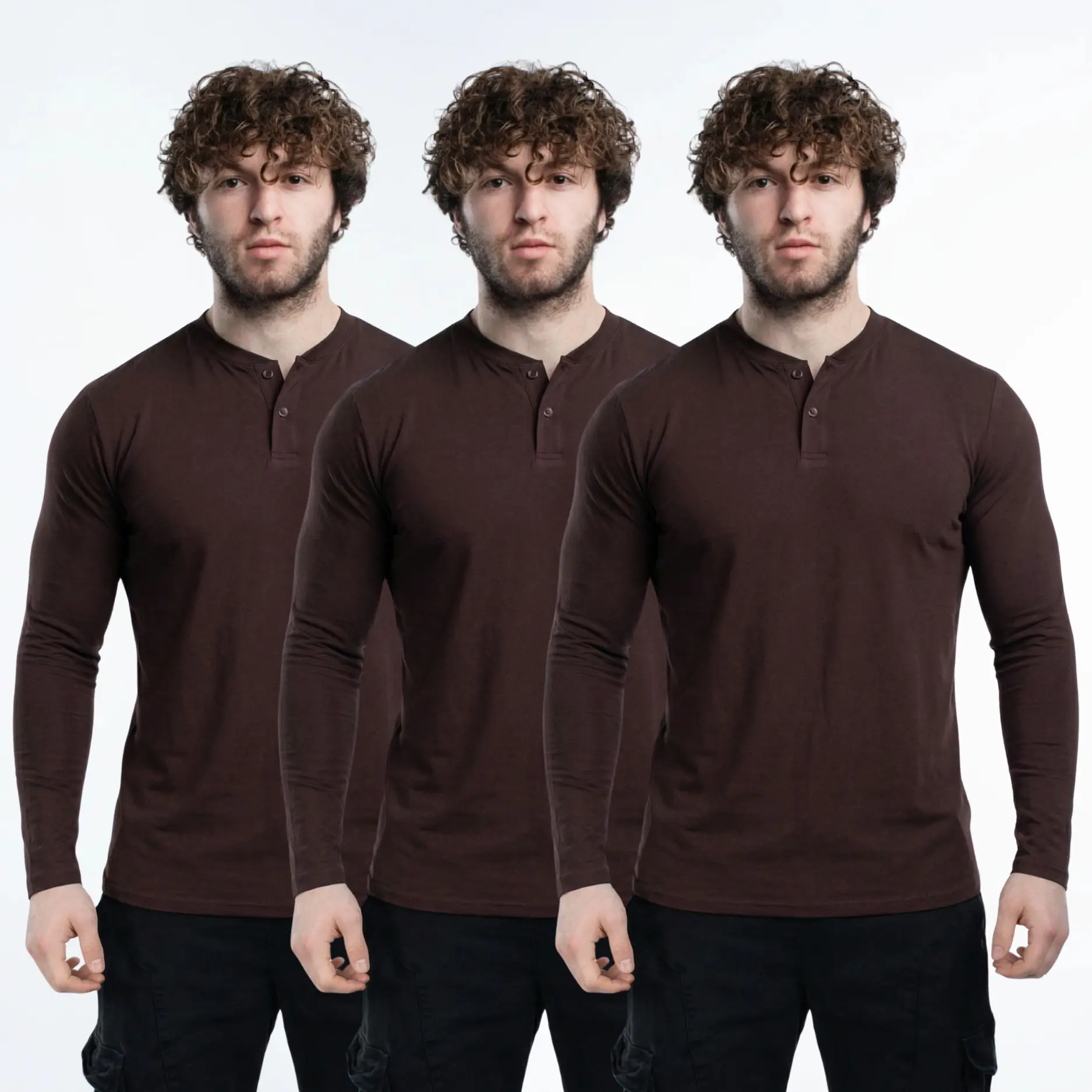 Long Sleeve 3PK Chocolate Brown 