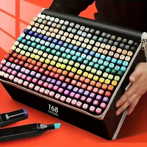 Professional Artist Quality 168 Vibrant Colors Alcohol Based Marker Set Dual-End Permanent Markers Fast Drying Waterproof Ideal for Art Drawing Illustration Halloween Christmas Gifts