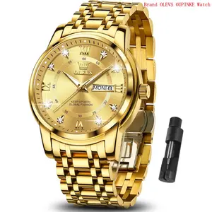 Brand OLEVS Classic Men Watches with Date,Stainless Steel Man Watch with Date, Bussiness Watches for Men,Luminous Quartz Mens Watches Black/White/Blue/Gold, Waterproof Male Watch with Week