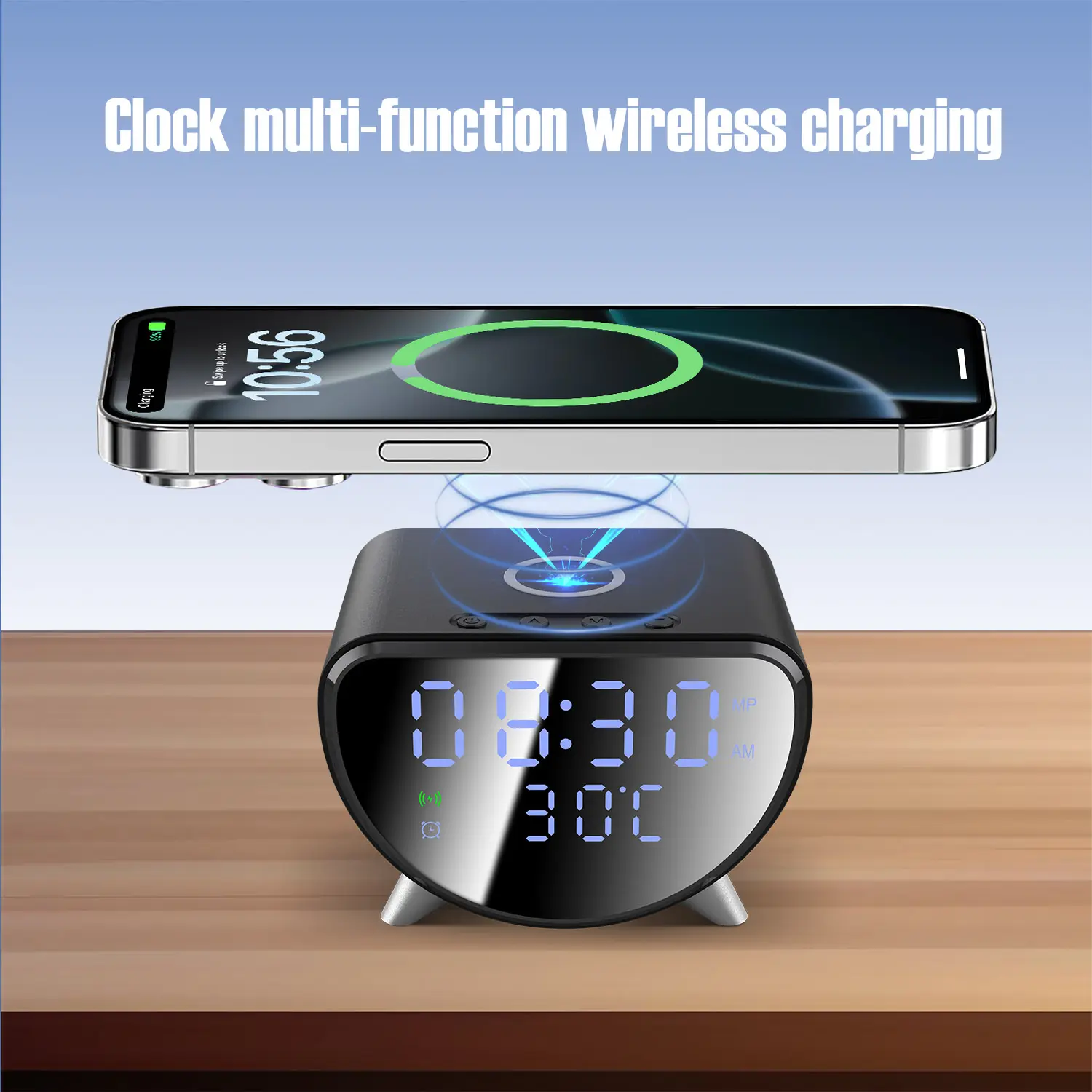 Multifunctional 3-in-1 Wireless Charger & Digital Screen Alarm Clock with Sound Alarm, Temperature Display for Bedroom (Mobile Phone Accessory), None,back to school,back to school haul