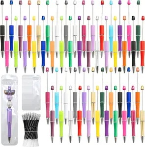 150-Piece DIY Beadable Pen Kit – 50 Multicolor Beadable Pens with Refills & Pen Bags – Cute Black Ink Ballpoint Pens for Students and Teachers
