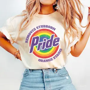 Pride Removes Stubborn Orange Stains Shirt, Funny LGBTQ Tee, Progressive Political Feminist T-Shirt, Pride Shirt, For Women, For Men