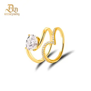 Delzzad Two-Piece Stacking Oval Love Heart Ring Synthetic Moissanite S925 Engagement Ring Wedding Band Jewelry Bridal Set Perfect Birthday Engagement Wedding Anniversary Christmas Gift