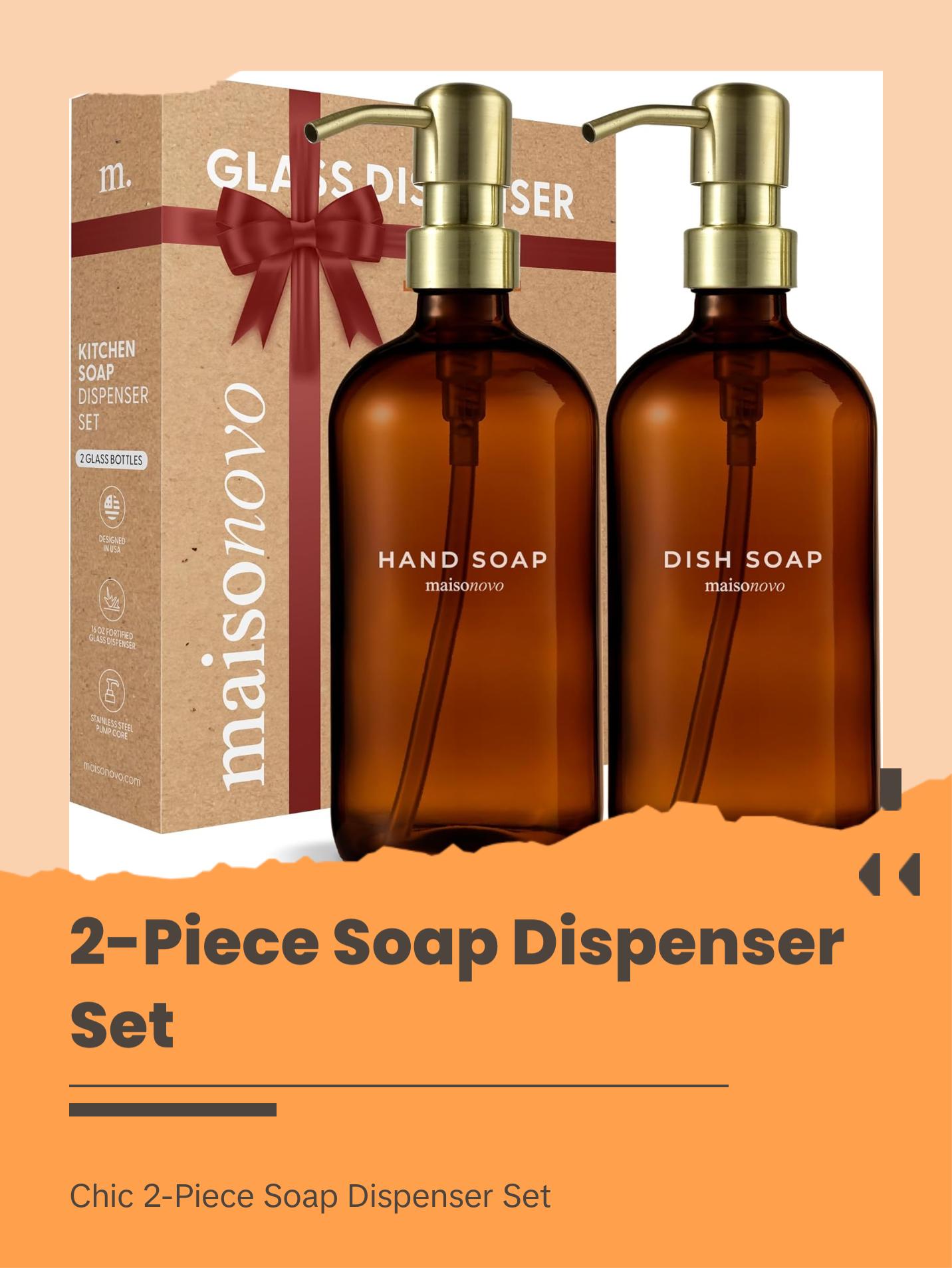 MaisoNovo Soap Dispensers 2-Piece Set | Soap and Lotion Dispenser Set | Hand Soap Dispenser | 16.9oz Black Bottles with Black Pumps Set of 2