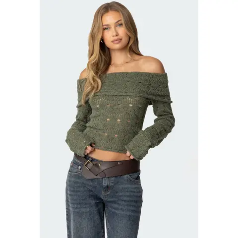 Kenna Fold Over Knit Top