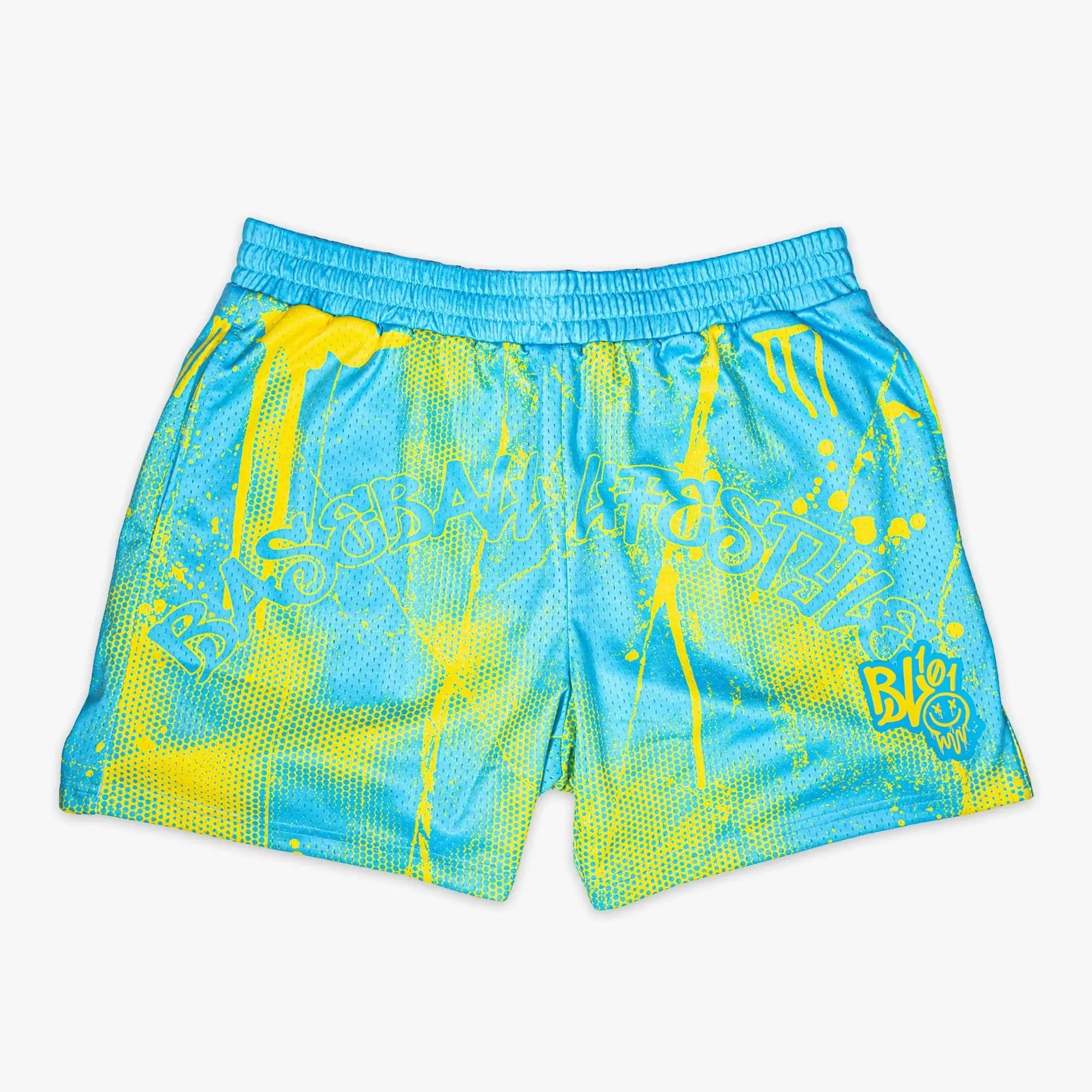 Retro Graffiti Mesh Shorts - Baseball Lifestyle for Youth & Women | Lightweight & Breathable Summer Sports Shorts for Casual & Outdoor Style | Baseball Training, Gym & Everyday Activewear | Perfect Gift for Him