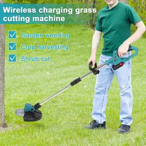 Electric Weed Mower Cordless Trimmer,9 Inch Weed Eater, Electric Weed Mower Cordless Trimmer, Retractable Home Weed Eater Cutter, Battery Power Rechargeable Handheld Lawn Mower with Brushless Motor