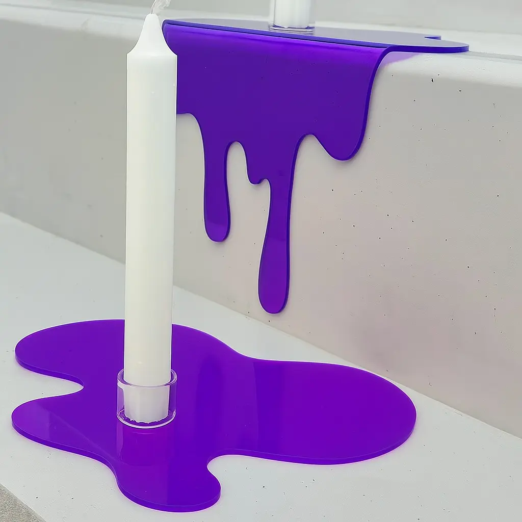 Purple Candle Holder – Resin Candlestick for Pillar Candles, Modern Sculptural Decor, Handmade Abstract Candle Stand, Funky Home Accent Modern Taper Candle Stand Unique Table Centerpiece Holiday and Wedding Decor retro style candle holder gift