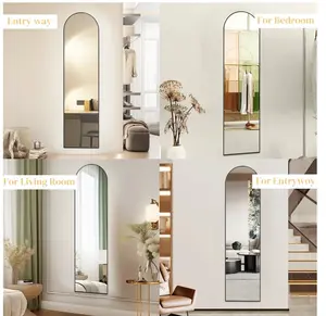 21" x 64" Black Modern Arched Full Length Wall Mirror,Body Floor Mirror with Stand Aluminium Decor