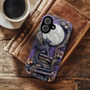 Purple Dragon Bookish Phone Case, Fantasy Book Lover Lover Gift, Magsafe Phone Cases  For IP X 11 12 13 14 15 16 S21 S22 S23 S24 S25-Ultra Series