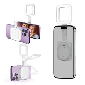 360° LED Square Light, with magnetic folding feature, 3-in-1 rechargeable makeup light for live video sessions.