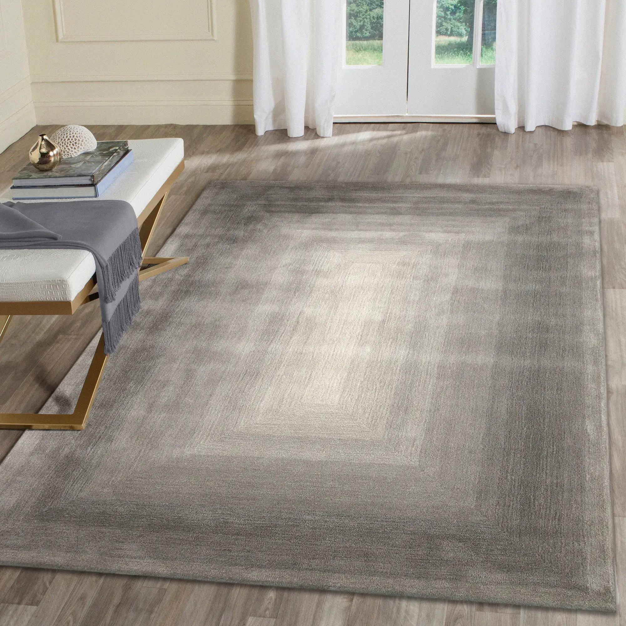 Lush Decor TIVOLI Handmade Hand Tufted Wool Pile Indoor Area Rug - 0.5" Pile Height, Contemporary Ombre Casual Accent, Dream Border, Contemporary Home Decor