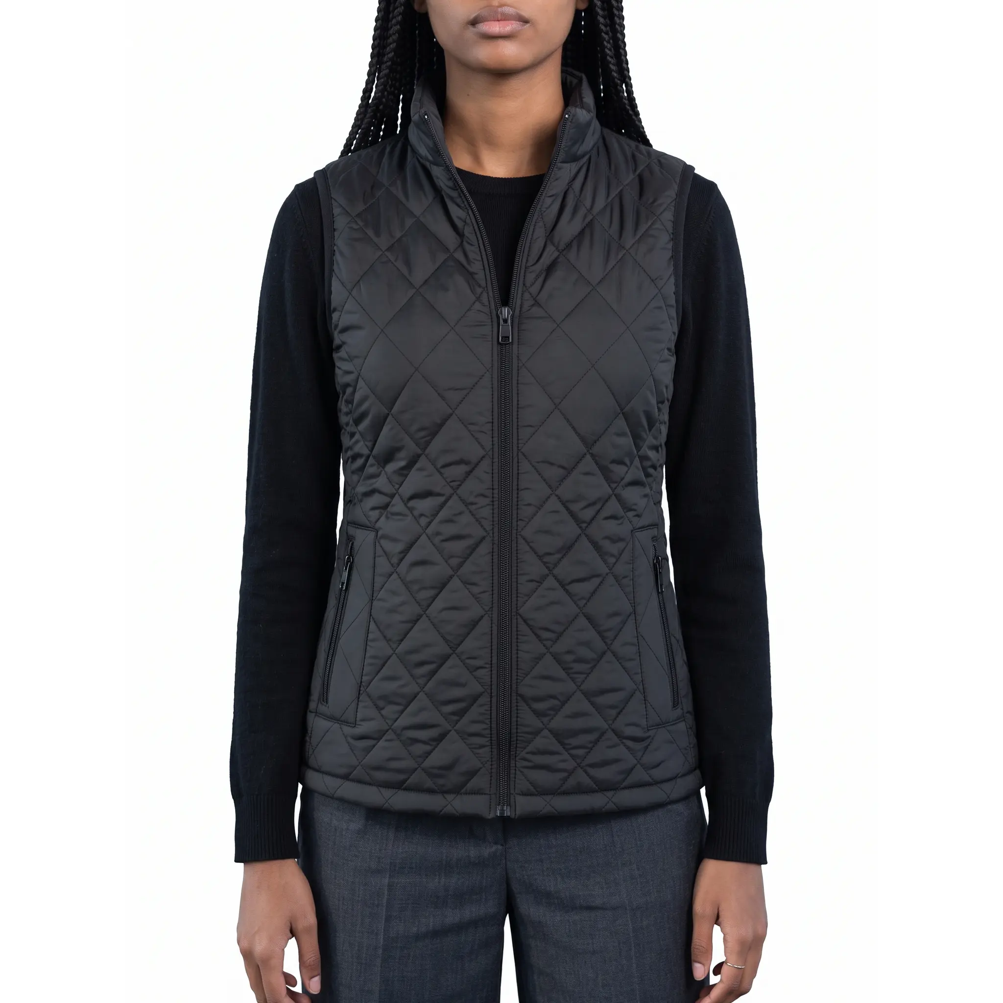 Women's Sleeveless Quilted Vest, Lightweight Full-Zip Layer with Pockets for Hiking and Travel