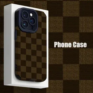 Vintage Checkerboard Pattern Phone Case, Shockproof Phone Protective Cover, Phone Accessory Compatible IPhone 16 Pro Max 15 Pro 14Plus 13 12 11 XR X/XS
