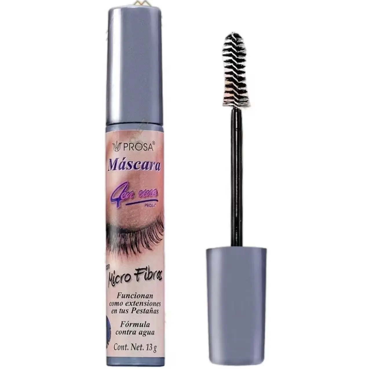Prosa Micro Fibers - Black - 4 en 1 Eyelash Mascara ( light grey cap) Cosmetic - Makeup
