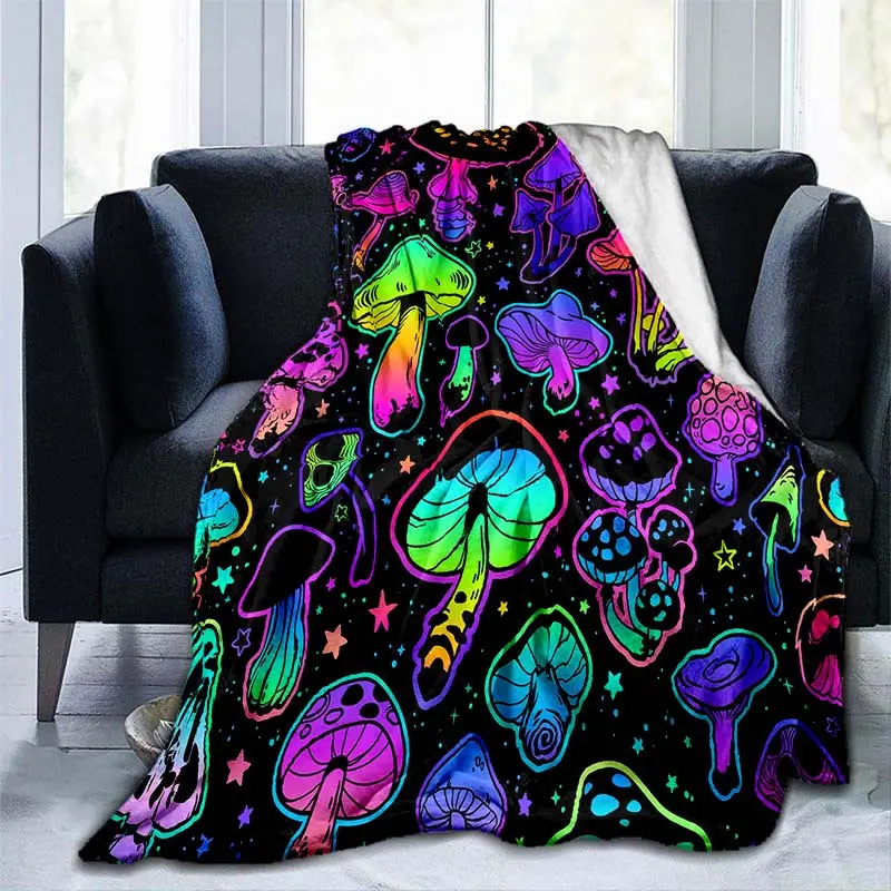 1pc Warm And Soft Fantasy Mushroom Blanket - Lightweight Flannel Throw for Sofa, Bed, Travel, Camping, Livingroom, Office, Couch, Chair, And Bed - Digital Printing Fleece Blanket with Soft And Warm Flannel Fabric