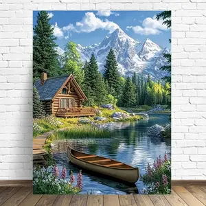 Diamond Mosaic Ship Suitable For Beginners Mountain Diamond Painting House Landscape DIY Kit Cross Stitch Kits Embroidery River Wall Decor