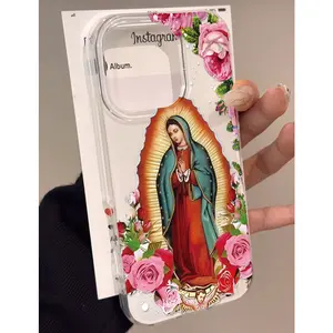 Unique Guadalupe Pattern Phone Case Boasting A Scratch-Resistant Imd Finish And Reinforced Corners Merging Durable Long-Lasting Wear With Comfortable Grip Feel For iPhone 17 16 15 14 13 12 11 Blending Sacred Spiritual Vibe With Eye-Catching Visual Appeal