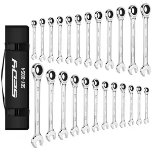 Ratchet Wrench Set Metric Standard: 24-Piece Combination Ratcheting Wrenches Set, Sturdy Chrome Vanadium Steel Construction, Metric & SAE, 8-19mm 1/4-7/8, 72-Tooth Precision Mechanic Tool Kit household tool ratchet