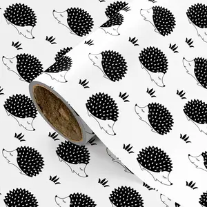 Hedgehog Gift Wrap Paper Roll, Hedgehog Grass Print, Natural Theme Party, Bridal Shower, DIY Craft Decoration, 43.2cm X 300cm