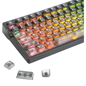 Clear keycaps 75 Percent, Cherry Profile Keycaps Set, Translucent Keycaps Minimalist Style Compatible with MX Switche Gaming Keyboards (Black)