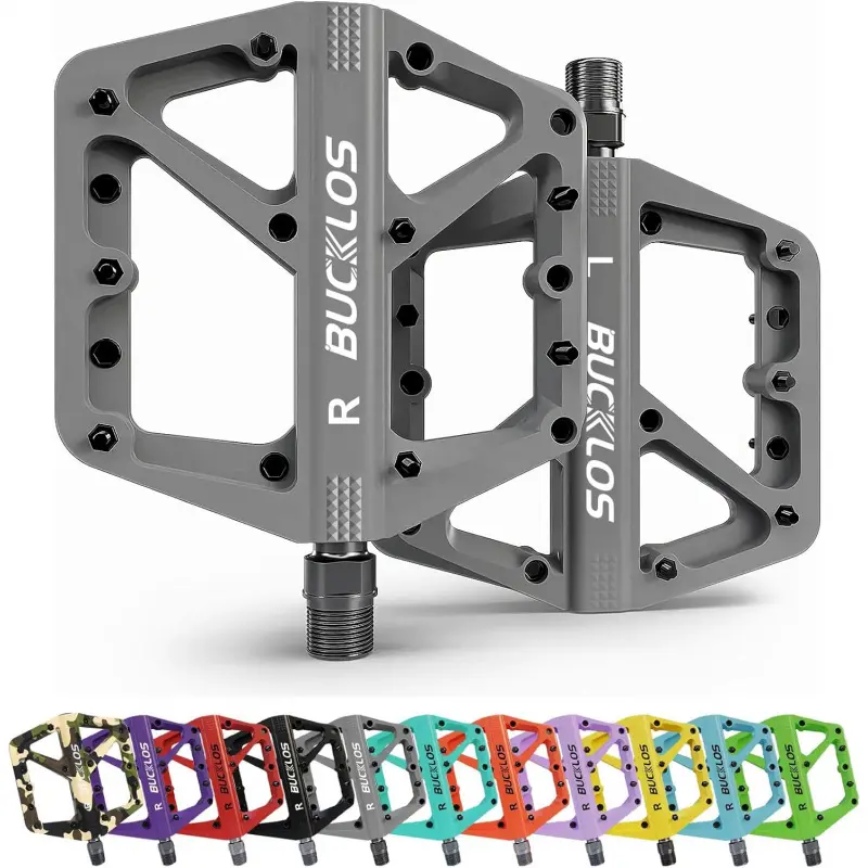 Mountain Bike Pedals MTB Pedals Flat, Adult Bicycle Road Bike Large Platform Nylon Non-Slip Pedal for Gravel Bike/Hybrid Bike 9/16"