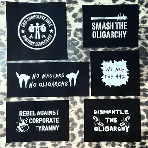 Anti Oligarchy Punk Patches - Leftist Crust Punk Patches - Resistance Protest Activism Patches