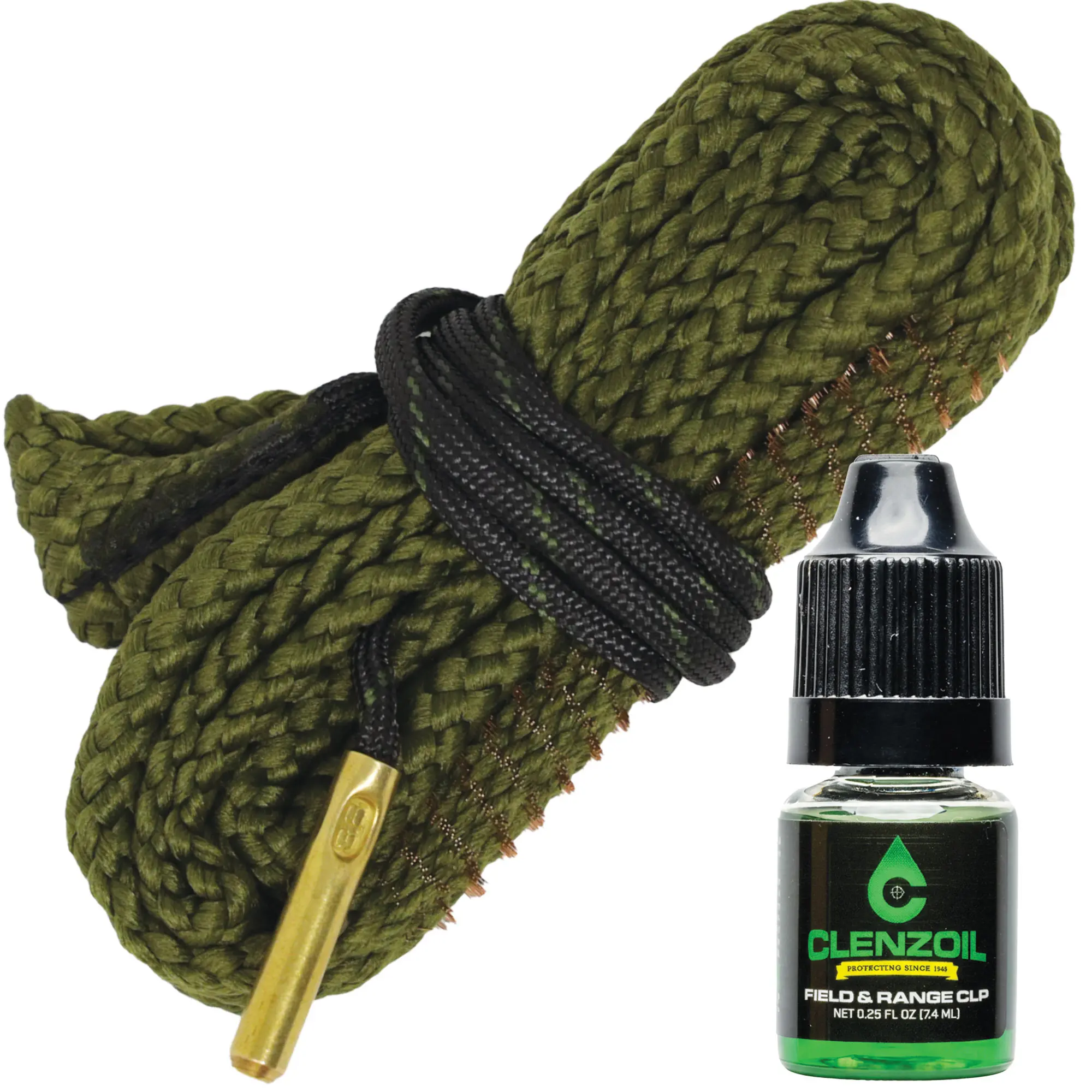 Clenzoil Cobra Pull-Through Bore Cleaning Kit - Reusable, Cost-Effective Long-Term Option for Home & Commercial Use, Brass Brush, Woven Cotton Braid, Protective Solution - 38 Cal/9mm Household Appliance Cleaning Kit