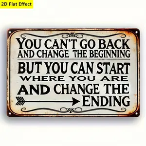 Vintage Metal Sign with Inspirational Quote, Motivational Wall Art, Black Text on White Background, Perfect for Home, Living Room, Bedroom, Garage, Porch, Coffee Shop, Bar Decor