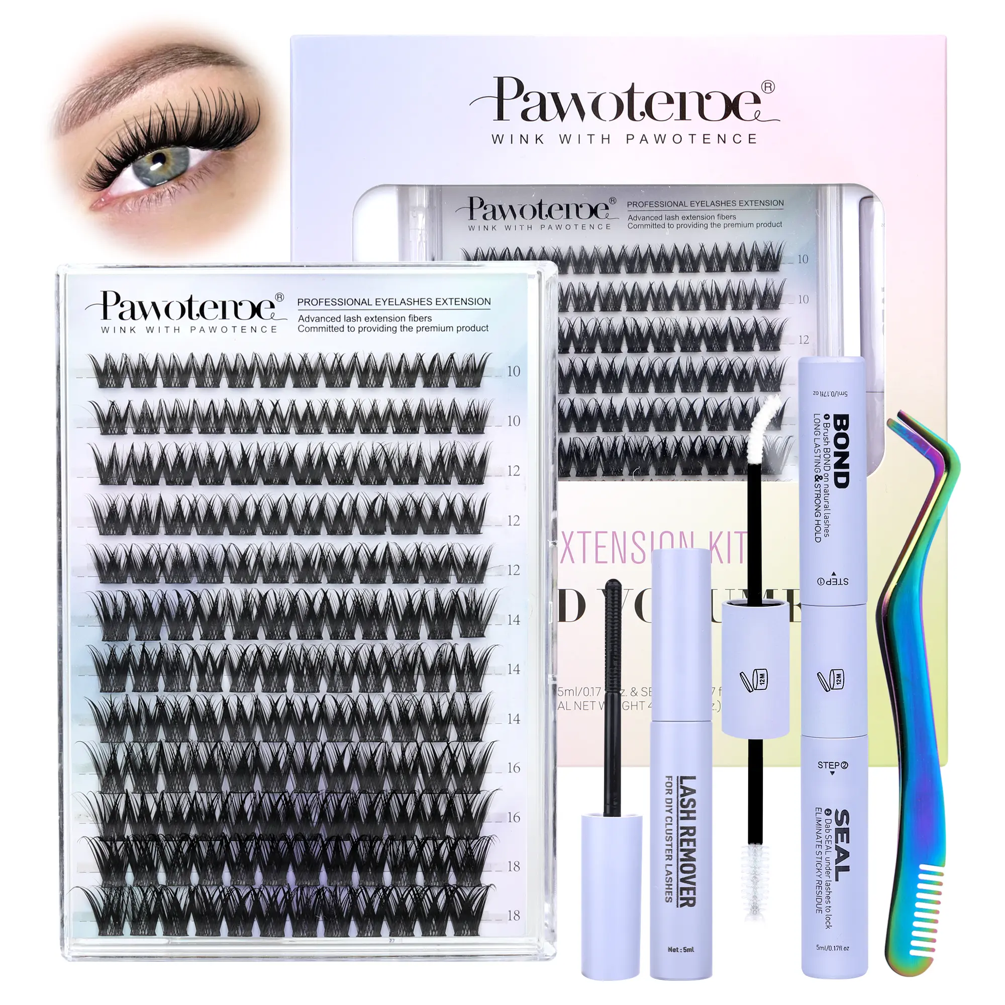 Kira Pawotence Signature Lash Clusters Kit | Featherlight Wispy, Dense Full Volume, Waterproof & All-Day Hold | From Natural Day to Glam Night | Your DIY Dream Look, Beginner-Friendly Lash Clusters