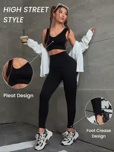 Women’s Workout Sets 2 Piece - Seamless High Waisted Yoga Leggings and Crop Top Sports Bra Gym Outfits Activewear Matching Set