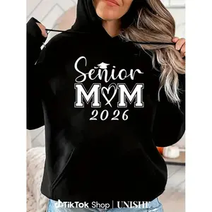 Casual Unisex Hoodie Mom Senior 2026 Proud Graduate Mother Long Sleeve Shirt