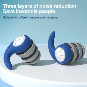 Silicone Noise Cancelling Earplugs Noise Filter Sleep Swimming Waterproof Three Layer Mute Earplugs