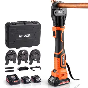 VEVOR ProPress Tool Kit, 18V Electric Pipe Crimping Tool for 1/2, 3/4, 1 Copper Tubes, Pro Press Copper Crimper Tool with 3 VUS Press Jaws, 2pcs 2AH Batteries, Fast Charger Carrying Case