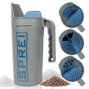 Spreader 80 oz Handheld Shake Dispenser for Salt, Seed, Grass and Garden Multiple Sized Openings for a Variety of Uses