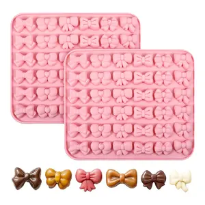 2PC Mini Bow Chocolate Mold Set, 6 Shapes Silicone Candy Molds For Chocolate, Fondant, Cake & Cookie Decor, Valentine's Day Baking Gift